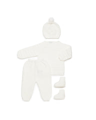 IVORY NEWBORN STRIPES WITH BOOTIES 4P SET