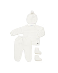 IVORY NEWBORN STRIPES WITH BOOTIES 4P SET
