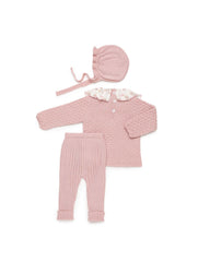 BLUSH PINK NEWBORN BEAR DOLL PRINT COLLAR 3P SET