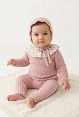 BLUSH PINK NEWBORN BEAR DOLL PRINT COLLAR 3P SET