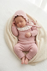 BLUSH PINK NEWBORN BEAR DOLL PRINT COLLAR 3P SET