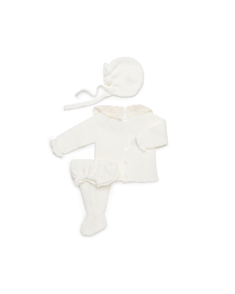 IVORY NEWBORN LACE RUFFLE COLLAR 3P SET