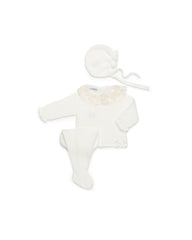 IVORY NEWBORN LACE RUFFLE COLLAR 3P SET