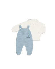 DUSTY BLUE KNITTED JUMPER AND SWEATER SET