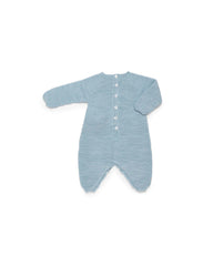 DUSTY BLUE POM POMS KNITTED ROMPER