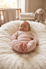 DUSTY PINK POM POMS KNITTED ROMPER