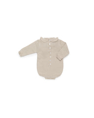 BEIGE KNITTED RUFFLE ROMPER