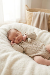 BEIGE KNITTED RUFFLE ROMPER