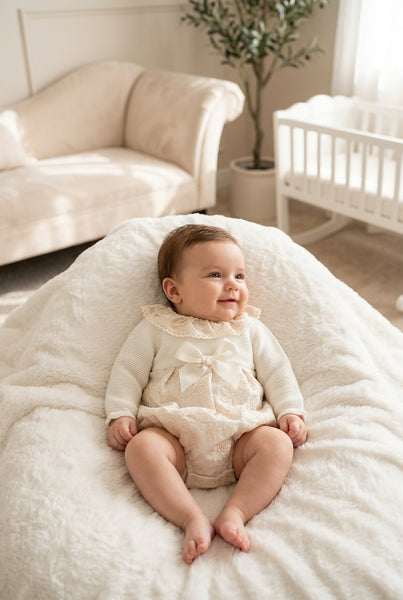 IVORY LACE KNITTED ROMPER
