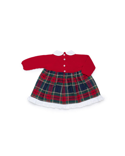 GIRLS KNITTED AND TARTAN DRESS