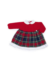 GIRLS KNITTED AND TARTAN DRESS