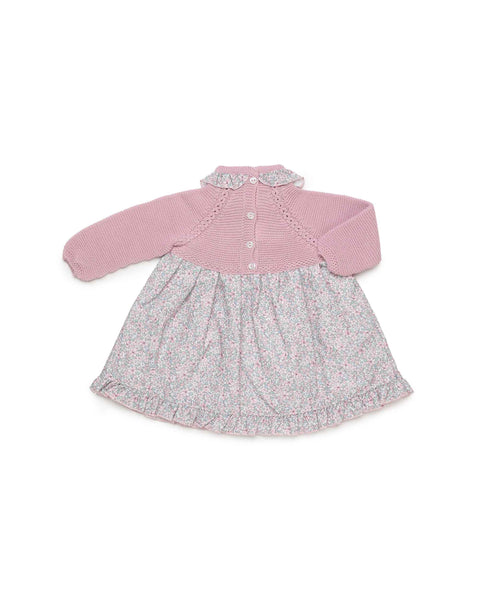 GIRLS LITTLE FLOWERS AND KNIT DRESS
