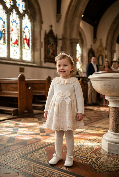 GIRLS KNITTED WITH LACE DRESS