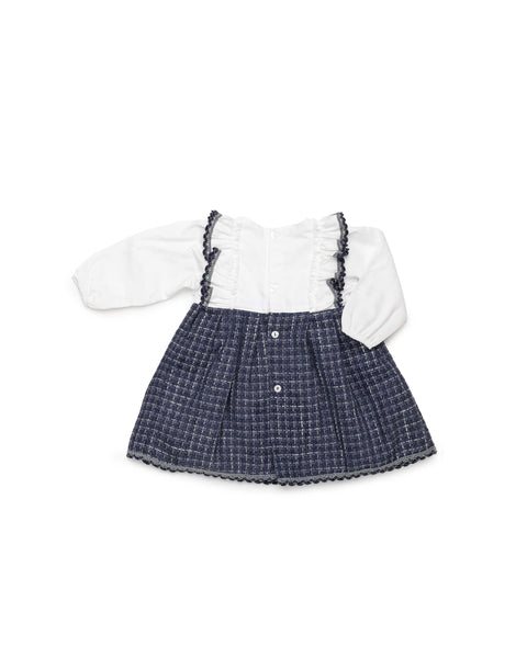 GIRLS TWEED DRESS AND WHITE SHIRT SET