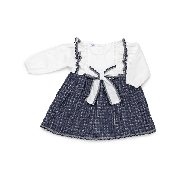 GIRLS TWEED DRESS AND WHITE SHIRT SET