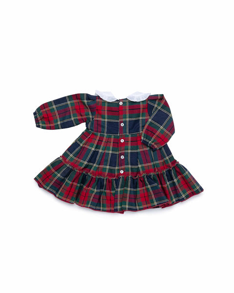 GIRLS CLASSIC TARTAN WITH PLUMETI COLLAR DRESS