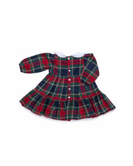 GIRLS CLASSIC TARTAN WITH PLUMETI COLLAR DRESS