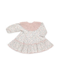 GIRLS FLORAL AND KNITTED COLLAR DRESS