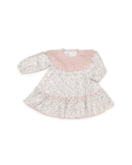 GIRLS FLORAL AND KNITTED COLLAR DRESS