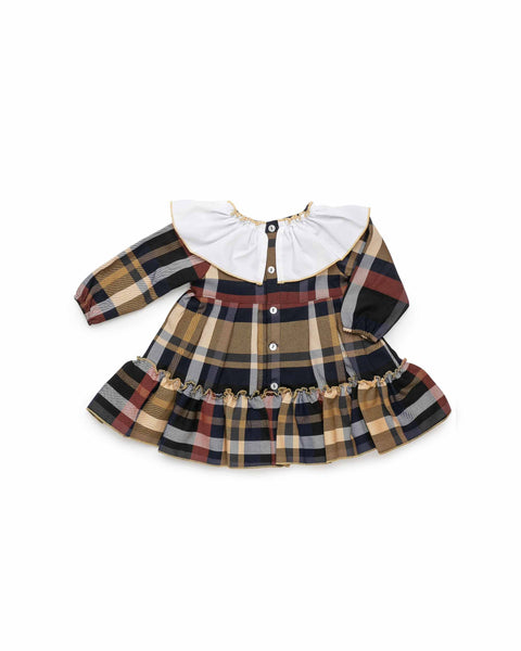 GIRLS PLAID MUSTARD DRESS