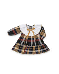 GIRLS PLAID MUSTARD DRESS