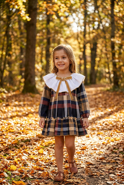 GIRLS PLAID MUSTARD DRESS