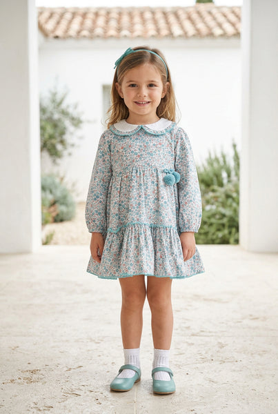 GIRLS FLORAL WITH COLLAR DRESS