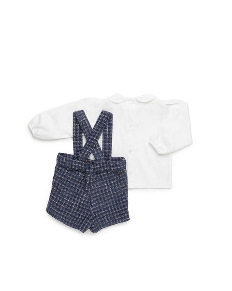 BOYS TWEED OVERALLS AND SHIRT SET