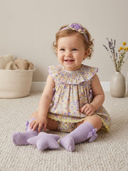 GIRLS LAVENDER FLOWERS AND BOWS DRESS WITH BLOOMER 2P SAMURAI