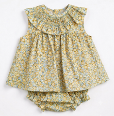 GIRLS FLORAL SHORT DRESS WITH BLOOMER 2P SET RAVENA