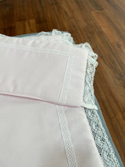 PIQUE EMBROIDERED LACE BABY BASSINET COVER SET