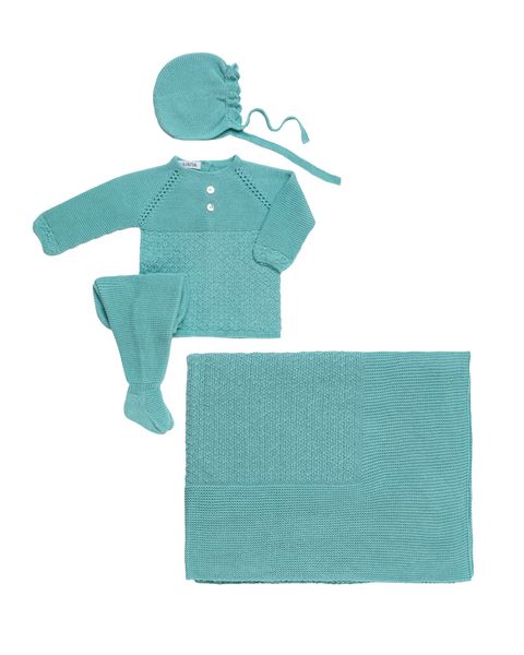 BABY CENTER RHOMBUS BLANKET AND NEWBORN 4P SET