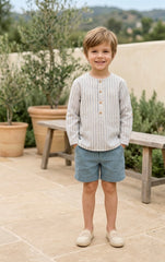 BOYS THIN STRIPED SHIRT AND SHORT AZULEJO