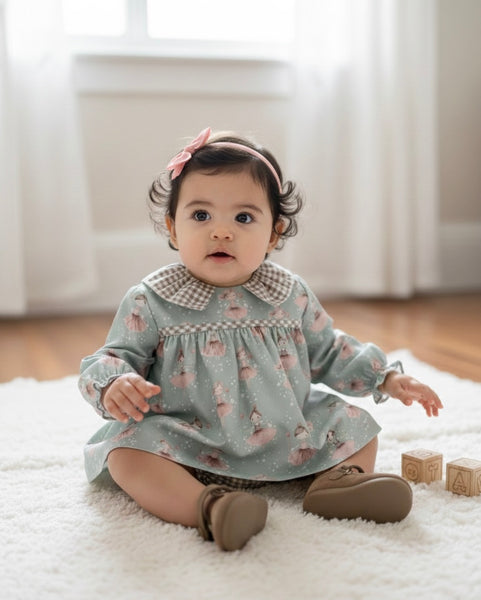 BABY GIRL SWEET BALLERINAS SHORT DRESS WITH BLOOMER 2P SET PURPURINA