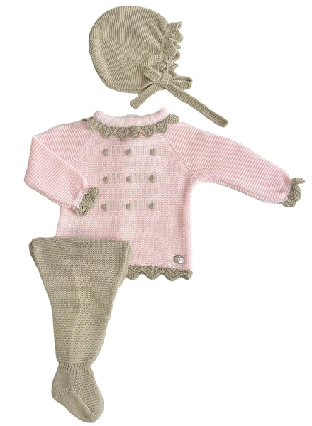 NEWBORN KNIT COLLAR AND DOTS 3P SET