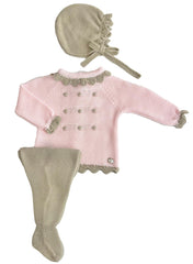 NEWBORN KNIT COLLAR AND DOTS 3P SET