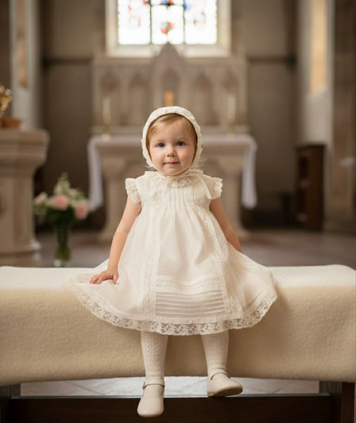 ISABEL IVORY CHRISTENING DRESS WITH HOOD