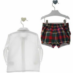 BABY BOYS TARTAN SHORT AND SHIRT WITH BOW TIE SET MARILYN