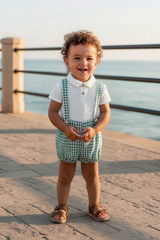 BOYS GINGHAM ROMPER AND SHIRT 2P TURIN