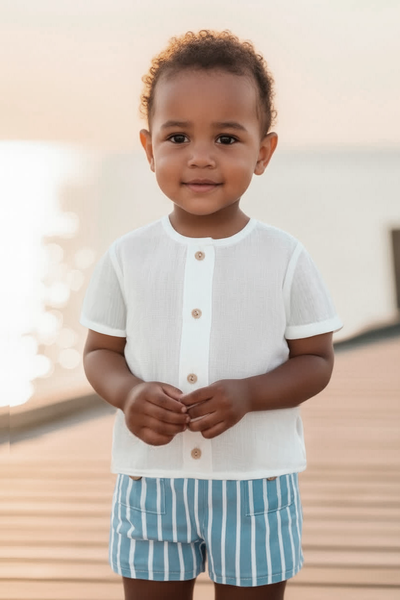 BOYS STRIPED SHORT AND SHIRT 2P RAVENA