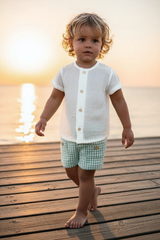 BOYS GINGHAM SHORT AND SHIRT 2P SET TURIN