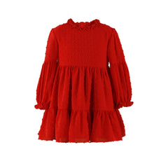 GIRLS PLUMETI RED CLASSIC DRESS