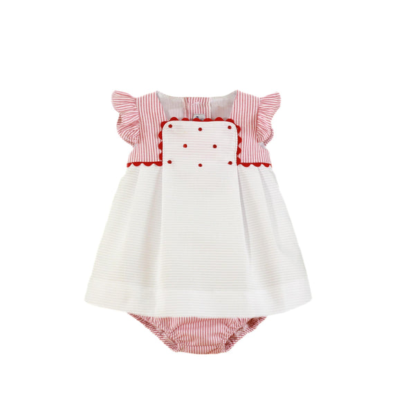 BABY GIRLS PIQUE CLASSIC DRESS WITH BLOOMER