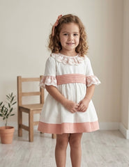 GIRLS PUFF SLEEVE LACE COLLAR DRESS