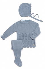 NEWBORN PLAID OPENWORK 3P SET