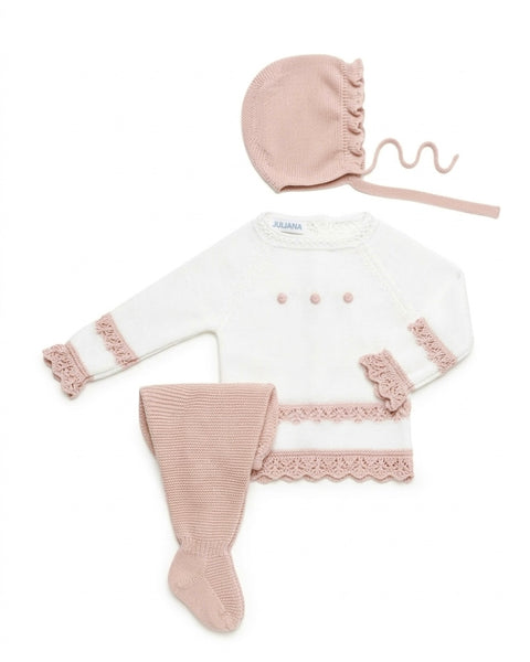 NEWBORN KNIT EYELET YOKE 3P SET