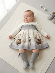 BABY LOVE IN LONDON PRINT GRAY DRESS