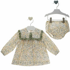BABY FLOWER AND GAUZE RUFFLE COLLAR DRESS SET LAUREN