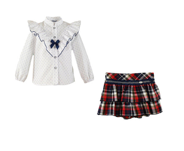 GIRLS PLAID SKIRT AND BLOUSE SET