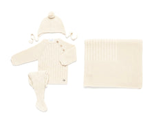 BABY BRAIDED CENTER BLANKET AND NEWBORN 4P SET